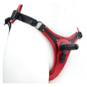 Красно-черный женский пояс с 2 способами крепления насадок - LOVETOY (А-Полимер) - купить с доставкой в Сызрани