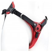 Красно-черный женский пояс с 2 способами крепления насадок - LOVETOY (А-Полимер) - купить с доставкой в Сызрани