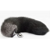 Серебристая анальная пробка с хвостом - Sitabella