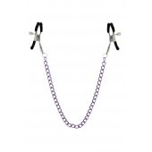 Зажимы для сосков с фиолетовой цепочкой Sweet Caress Nipple Chain - Sweet Caress - купить с доставкой в Сызрани