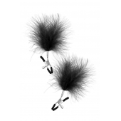 Зажимы на соски с черными пуховыми кисточками Sweet Caress Feather Nipple Clumps - Sweet Caress - купить с доставкой в Сызрани