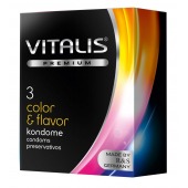 Цветные ароматизированные презервативы VITALIS PREMIUM color   flavor - 3 шт. - Vitalis - купить с доставкой в Сызрани