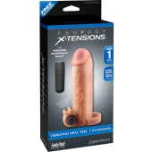 Телесная вибронасадка с кольцом  Vibrating Real Feel 1 Extension - 14 см. - Pipedream - в Сызрани купить с доставкой
