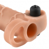 Телесная вибронасадка с кольцом Vibrating Real Feel 2 Extension - 16 см. - Pipedream - в Сызрани купить с доставкой
