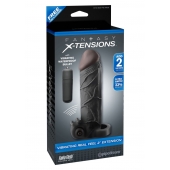 Чёрная вибронасадка с кольцом Vibrating Real Feel 2 Extension - 16 см. - Pipedream - в Сызрани купить с доставкой