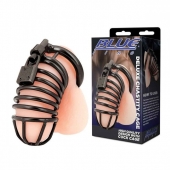 Черная металлическая клетка с замком Deluxe Chastity Cage - BlueLine - купить с доставкой в Сызрани