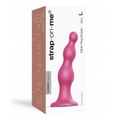 Розовая насадка Strap-On-Me Dildo Plug Beads size L - Strap-on-me - купить с доставкой в Сызрани