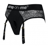 Черные трусики для насадок Diva Lingerie Harness - size L - Strap-on-me - купить с доставкой в Сызрани
