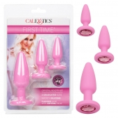 Набор из 3 розовых анальных пробок Crystal Booty Kit - California Exotic Novelties