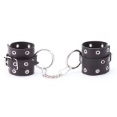 Черные кожаные наручники с люверсами - Crazy Handmade - купить с доставкой в Сызрани