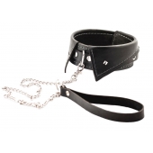 Черный ошейник-воротничок с металлическим поводком - Crazy Handmade - купить с доставкой в Сызрани