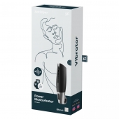 Черный мастурбатор с вибрацией Power Masturbator - Satisfyer - в Сызрани купить с доставкой