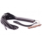 Черная кожаная плеть с удобной ручкой - 50 см. - Crazy Handmade - купить с доставкой в Сызрани