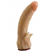 Телесная гелевая насадка-фаллос с клиторальными лепестками - 18,5 см. - LOVETOY (А-Полимер) - купить с доставкой в Сызрани