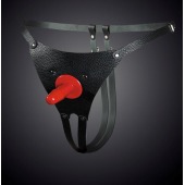 Чёрные кожаные универсальные трусики со штырьком для насадок - Sitabella - купить с доставкой в Сызрани