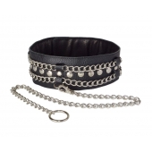 Чёрный ошейник с цепочками и поводком - Sitabella - купить с доставкой в Сызрани