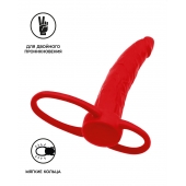 Красная насадка на пенис для двойного проникновения Black Red - 16,5 см. - ToyFa - купить с доставкой в Сызрани