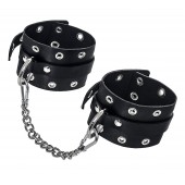 Черные кожаные однослойные оковы с люверсами - Pecado - купить с доставкой в Сызрани