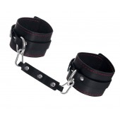 Черные кожаные однослойные оковы с контрастной строчкой - Pecado - купить с доставкой в Сызрани