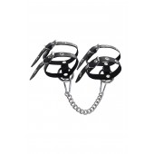 Черные однослойные кожаные оковы из двух ремешков - Pecado - купить с доставкой в Сызрани