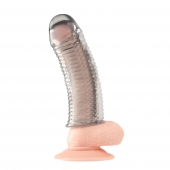 Текстурированная насадка на пенис Clear Textured Penis Enhancing Sleeve Extension - 16,5 см. - BlueLine - в Сызрани купить с доставкой
