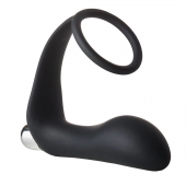 Черное эрекционное кольцо с вибропробкой Vibrating Anal Plug With Cockring - Dream Toys - в Сызрани купить с доставкой