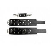 Черные кожаные наручники Sex Game - БДСМ Арсенал - купить с доставкой в Сызрани