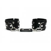 Черные кожаные наручники Sex Game - БДСМ Арсенал - купить с доставкой в Сызрани