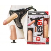 Телесный страпон Harness LESBI с вагинальной пробкой - 16,5 см. - LOVETOY (А-Полимер) - купить с доставкой в Сызрани