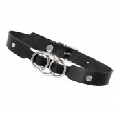 Черный кожаный ошейник со связанными кольцами - Pecado - купить с доставкой в Сызрани