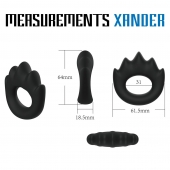 Черное эрекционное кольцо с массажными гребнями Rooster Xander - Velv or - в Сызрани купить с доставкой