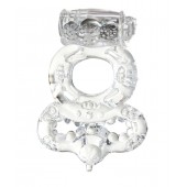 Прозрачное эрекционное кольцо с вибратором  и подхватом - Toyfa Basic - в Сызрани купить с доставкой