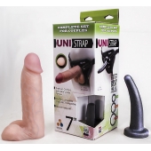 Страпон-унисекс с двумя насадками UNI strap 7  Harness - 19 и 16 см. - LOVETOY (А-Полимер) - купить с доставкой в Сызрани