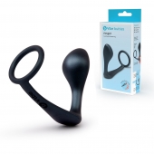 Черное эрекционное кольцо со стимулятором простаты Ringer Cock Ring   Plug - b-Vibe - в Сызрани купить с доставкой