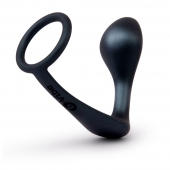 Черное эрекционное кольцо со стимулятором простаты Ringer Cock Ring   Plug - b-Vibe - в Сызрани купить с доставкой