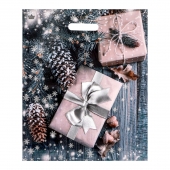 Новогодний пакет с принтом в виде подарков и вырубной ручкой (45х38 см) - Сима-Ленд - купить с доставкой в Сызрани