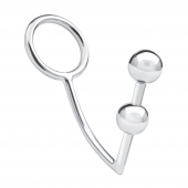 Кольцо на пенис с анальным стимулятором Two Bead Stainless Steel Anal Hook   Cock Ring - BlueLine - в Сызрани купить с доставкой
