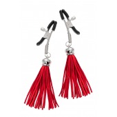 Зажимы на соски «Прищепки» с красными кисточками из замши - Pecado - купить с доставкой в Сызрани