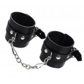Черные однослойные наручники из натуральной кожи с цепочкой - Pecado - купить с доставкой в Сызрани