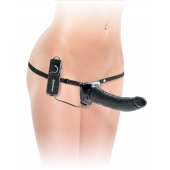 Черный страпон с вагинальной пробкой Deluxe Vibrating Penetrix Strap-On - 19 см. - Pipedream - купить с доставкой в Сызрани