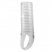 Прозрачная насадка на пенис с ребрышками и подхватом мошонки - Baile - в Сызрани купить с доставкой