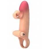 Телесная вибронасадка на пенис с подхватом мошонки - 20 см. - Baile - в Сызрани купить с доставкой