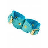 Голубые двуслойные кожаные наручники-браслеты - Pecado - купить с доставкой в Сызрани