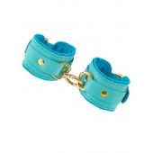 Голубые двуслойные кожаные наручники-браслеты - Pecado - купить с доставкой в Сызрани