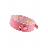 Розовый кожаный однослойный ошейник с прошивкой - Pecado - купить с доставкой в Сызрани