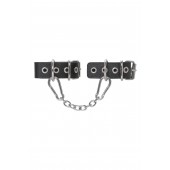 Черные кожаные наручники-браслеты из одного ремешка с люверсами - Pecado - купить с доставкой в Сызрани