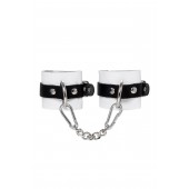 Бело-черные кожаные наручники с одним ремешком с люверсами - Pecado - купить с доставкой в Сызрани
