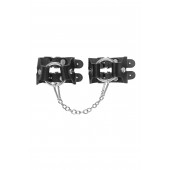 Черные кожаные наручники-браслеты из двух ремешков - Pecado - купить с доставкой в Сызрани