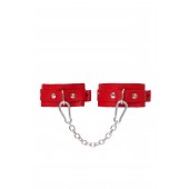 Красные кожаные узкие оковы со скруглёнными углами - Pecado - купить с доставкой в Сызрани