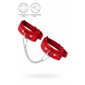 Красные кожаные узкие оковы со скруглёнными углами - Pecado - купить с доставкой в Сызрани